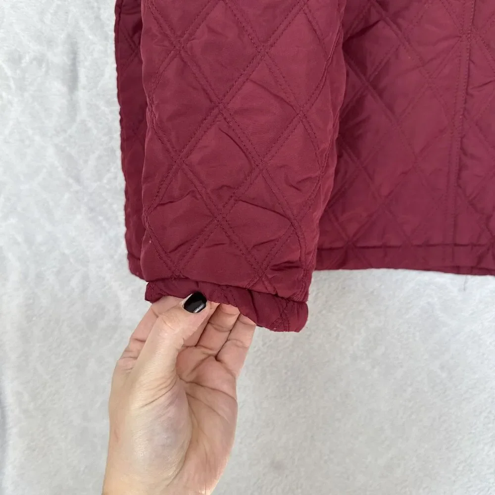Croft & Barrow Barn Jacket Womens XL Burgundy Quilted Corduroy Collar Chore Coat - Picture 7 of 14